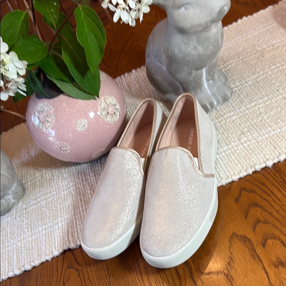 Under Armour Cream Sparkle Slip-On Loafers